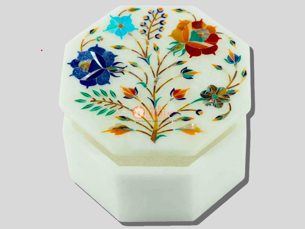 Precious Inlay Floral Ornament Storage Box